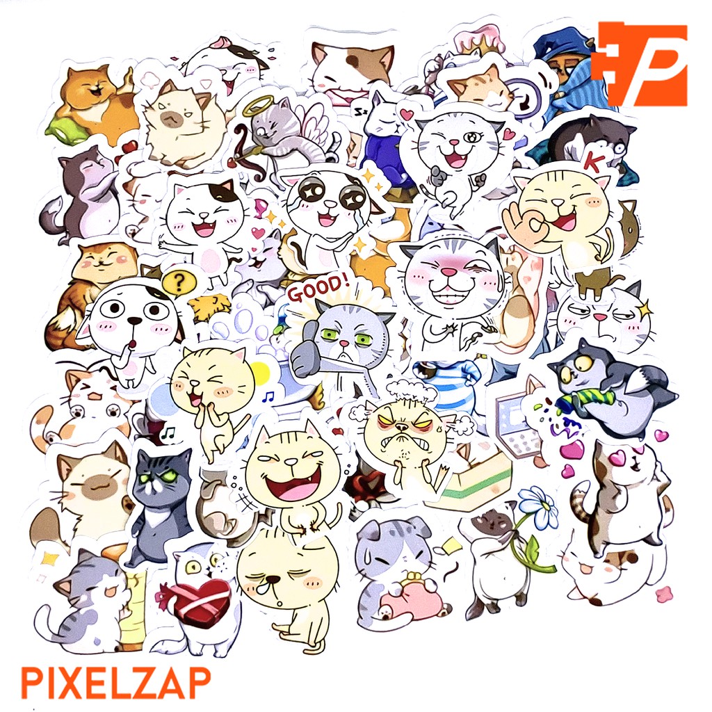 

55 Pcs Stiker Kawaii Motif Kucing Stiker Aesthetic untuk Jurnal, Scrapbook, Diary, Gift