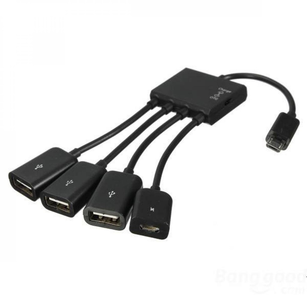 Micro USB OTG Hub 4 in 1 Data Cable&amp;Charge Kabel OTG Multifungsi usbotg Smartphone Serbaguna