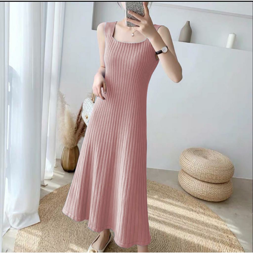 HOPYLOVY Dress Wanita Bahan Rajut Fashion Wanita Isabelle