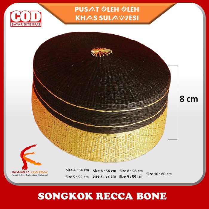 Songkok Recca Bugis Bone Songkok Hitam Emas Peci Dewasa Khas Sulawesi