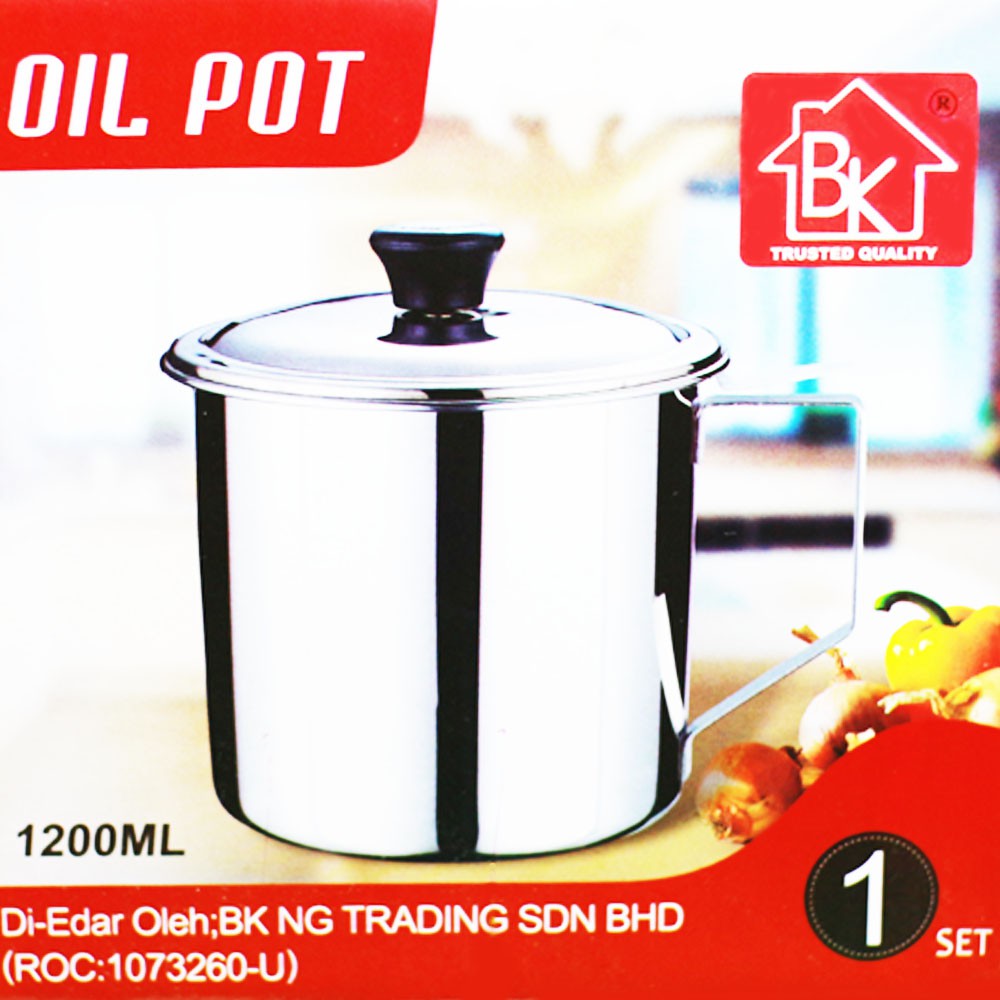 Oil Pot Wadah Saringan Minyak Stainless Steel 1100 ml