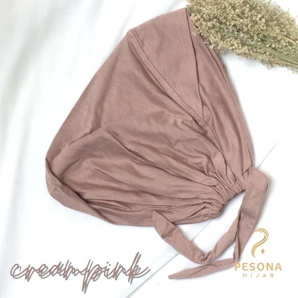 Ciput Turkey Silang/Inner Basic Turki Silang Menutup Kepala/Menyamarkan Wajah Bulat-Creampink
