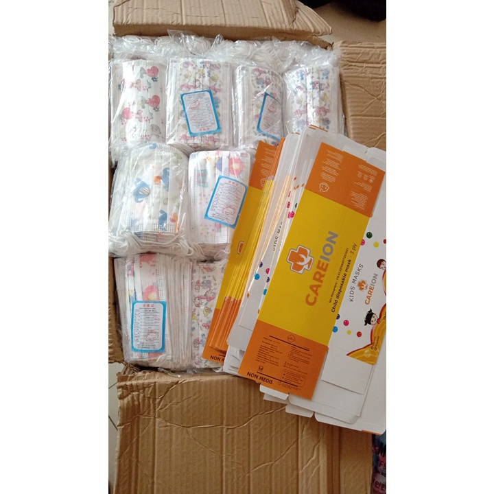 MASKER ANAK CAREION 3ply isi 50 pcs/box - Masker Anak Motif Kartun