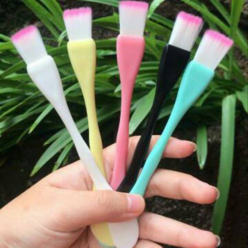 KUAS MASKER WAJAH 2 IN 1 KUAS MASKER BULU SPATULA MURAH IMPORT BRUSHES MAKE UP TOOLS