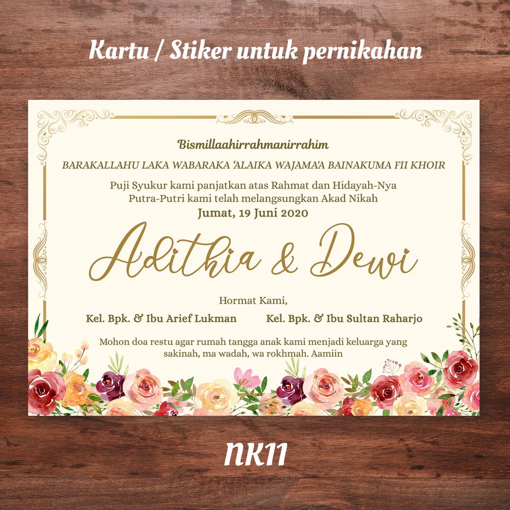 Kartu Stiker Ucapan Syukur Tasyakuran Pernikahan Mohon Doa Restu Pernikahan Buat Nasi Kotak Indonesia
