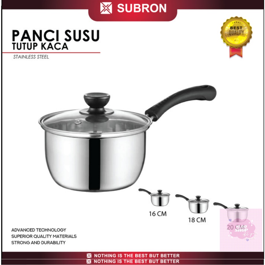 PANCI SUSU STAINLESS STEEL SUBRON + TUTUP KACA + STEAMER/KUKUSAN | PANCI SUSU | PANCI STAINLESS | PANCI KUKUS