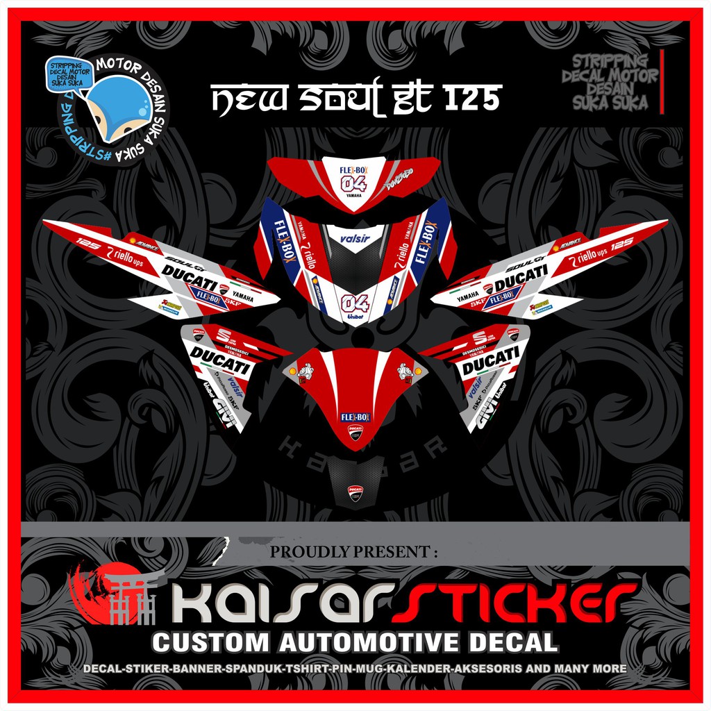 Stiker Decal Motor Full Body Stiker Yamaha Soul Gt 125 DESIGN DUCATI