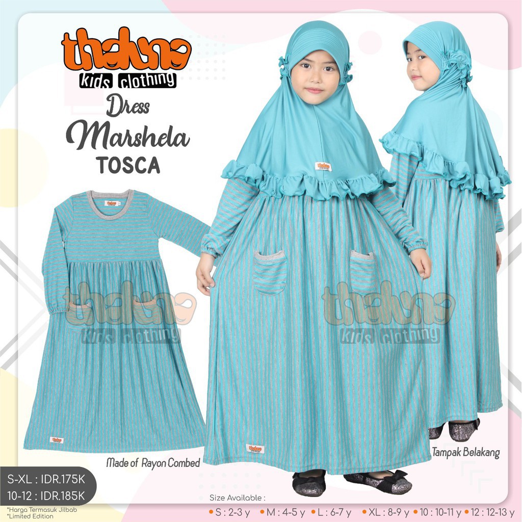 SET GAMIS ANAK THALUNA KIDS DRESS MARSHELA BY CLOVER CLOTHING PROMO ORIGINAL