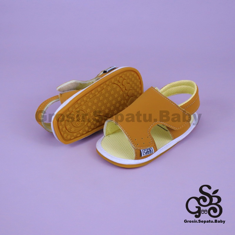 sandal bayi sepatu bayi sendal bayi laki laki perempuan prewalker bayi  umur 2 - 12 bulan model casual S01 polos KUNYIT ringan  fleksibel &amp; Anti Slip