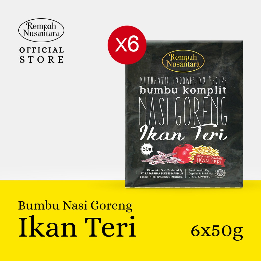 

6 Sachet Bumbu Nasi Goreng Teri Seriboe Rempah Nusantara (50 gr)