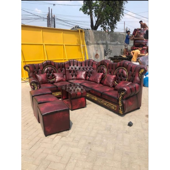 Sofa L Sudut Jaguar Jumbo Resin + Meja (Sofa Ruang Tamu)