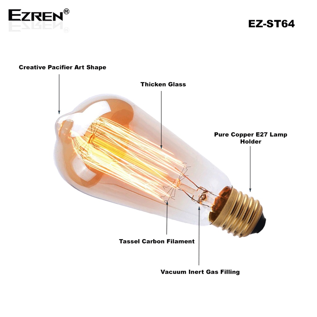 Ezren EZ-ST64 Lampu Bohlam Edison Led Lampu Cafe 40 Watt 220v