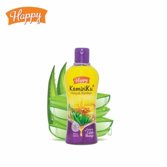 Happy Minyak Kemiriku 100ml Original BPOM - Minyak Rambut Kemiri 100 ml Ekstra Vit E / Ekstrak Lidah Buaya - Shampoo