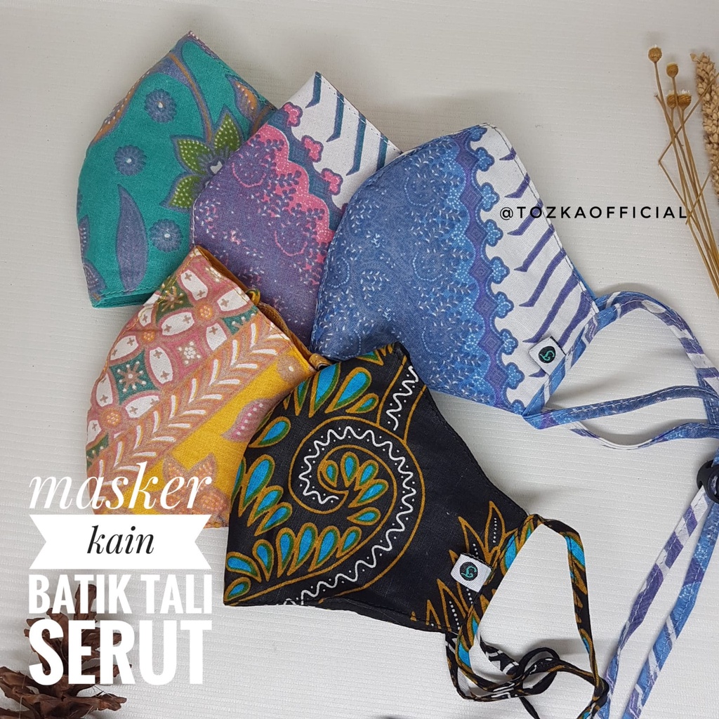Masker kain tali 3 ply I Cover masker I Masker tali 2 in 1 size dewasa
