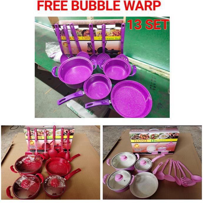 Panci Set / Cookware Set Texania 13 Pcs Enamel High Quality Panci Penggorengan Set 13in1 13 in 1