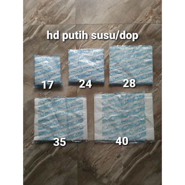 Finco plastik putih susu. Kresek putih susu finco. ukuran 17, 24, 28, 35, 40