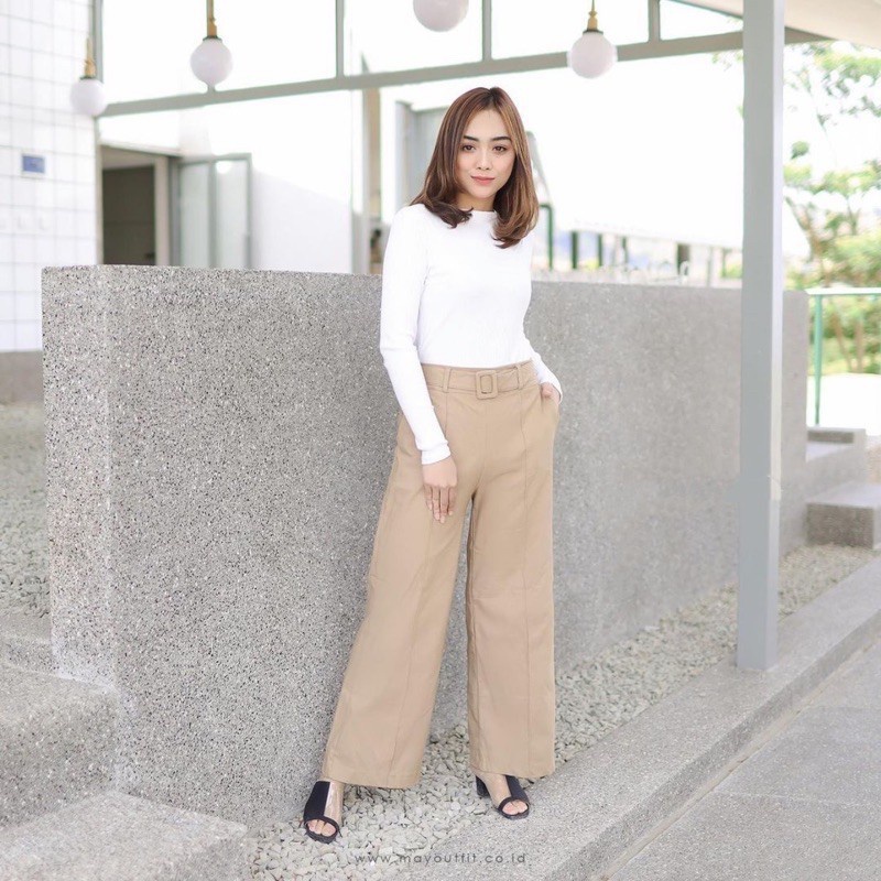 ilook  | Kisha Belt Cullote | Celana Wanita Kulot / Basic Long Pant Kisha Belt Cullote Pants