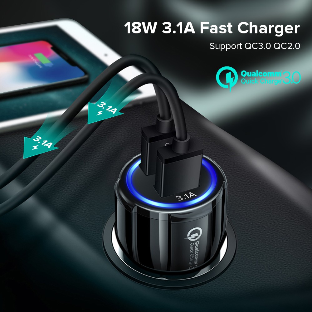 CAFELE Car Fast Charger Qualcomm 3.0 | Charging Cas Mobil Dual USB