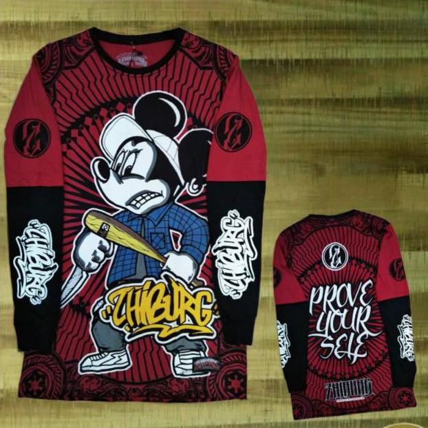 KAOS DISTRO LONGSLEEVE LENGAN PANJANG MOTIF MICKEY MOUSE HARDCORE METAL FULL PRINT TERLARIS CLOTHING