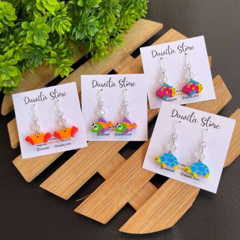 HANDMADE ANTING ANAK/DEWASA KAITAN PLASTIK MOTIF BINATANG-2