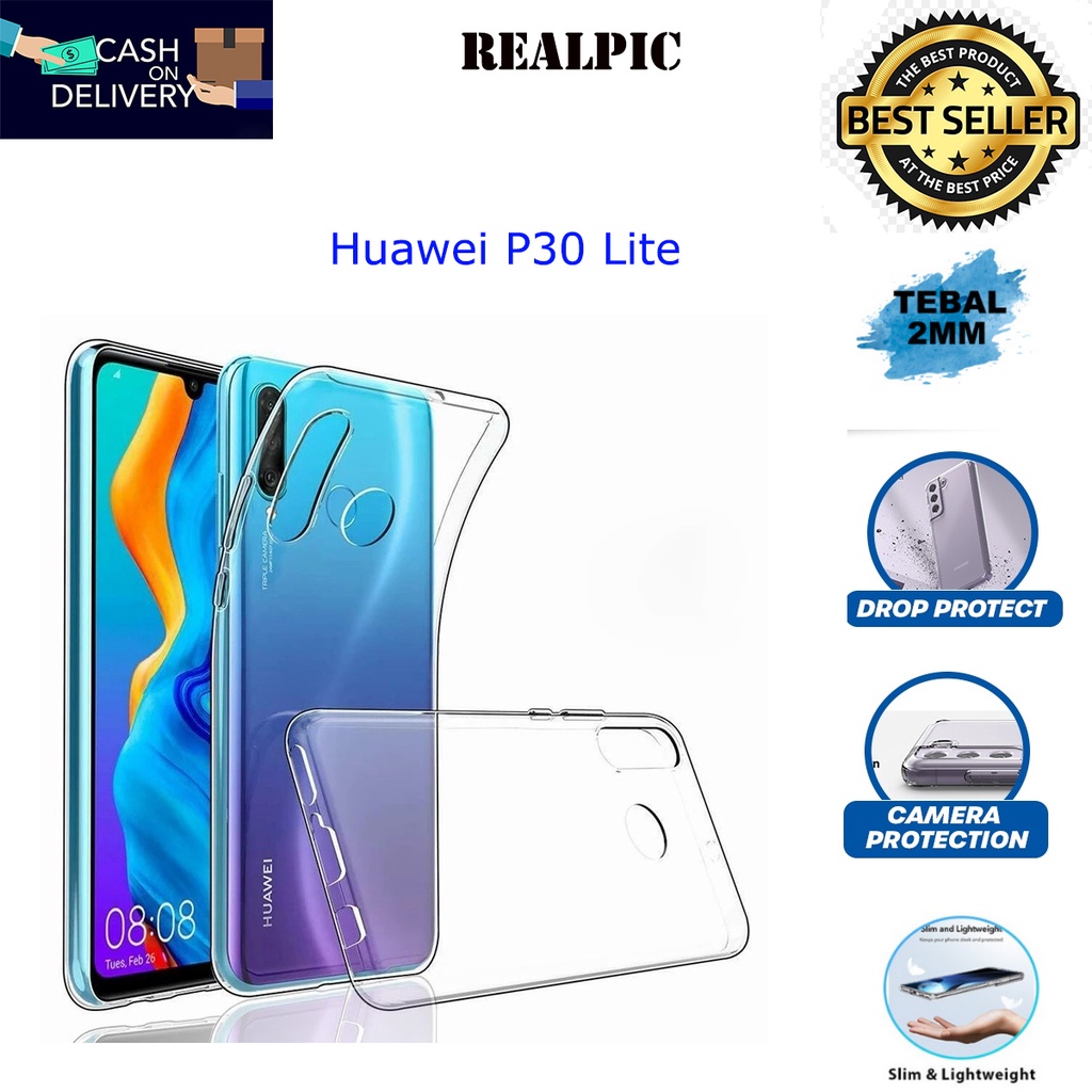 Case Huawei P30 Lite Casing Clear HD KETEBALAN 2MM BENING TRANSPARAN TPU Premium Softcase