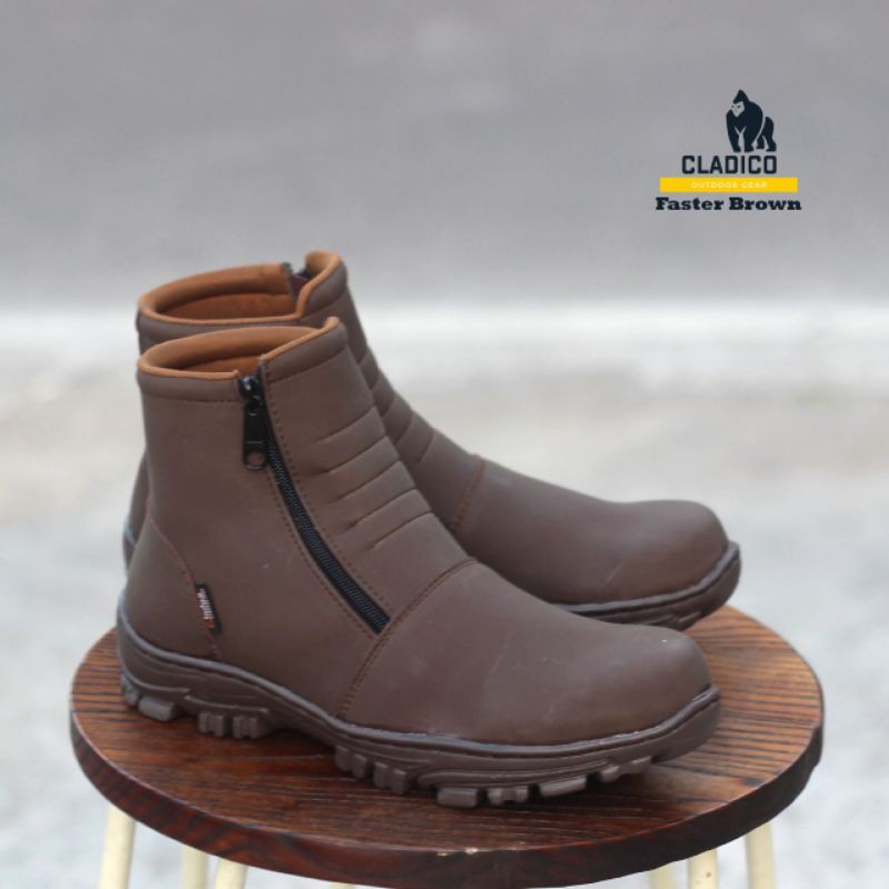 Cladico Faster Sepatu Safety Boots Pria Tanpa Tali Original Kulit Sintetis Premium Sol Kuat Ringan