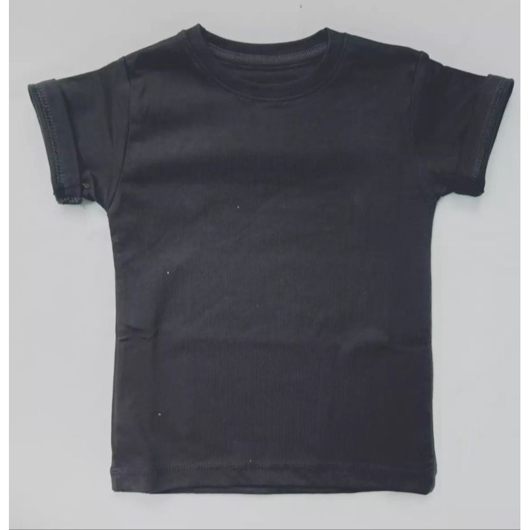kaos rib anak /kaos anak lengan pendek/tebal 2x1 murah kualitas bagus switer anak polos-Hitam