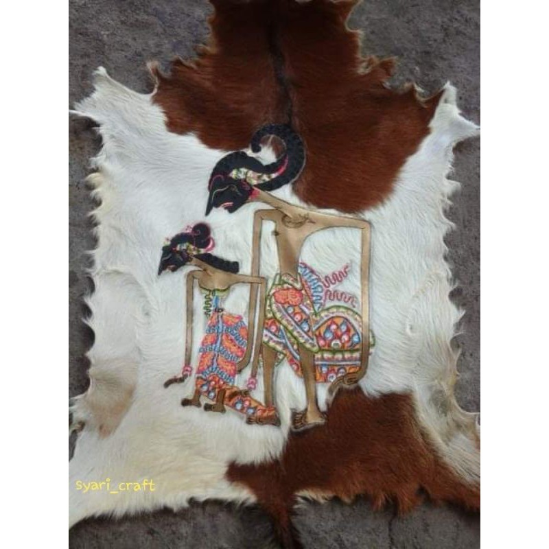LUKISAN WAYANG  ARJUNA-SRIKANDI KULIT KAMBING FULL BODY