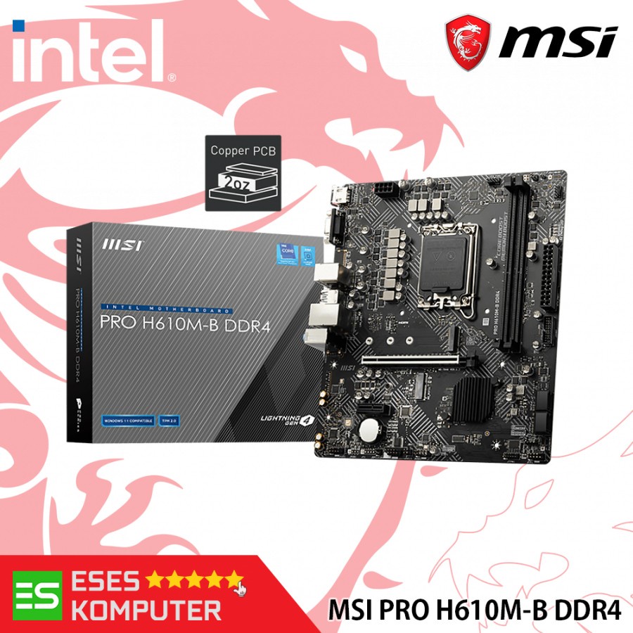 Motherboard MSI PRO H610M-B DDR4 | m-ATX, Intel LGA 1700, H610, DDR4