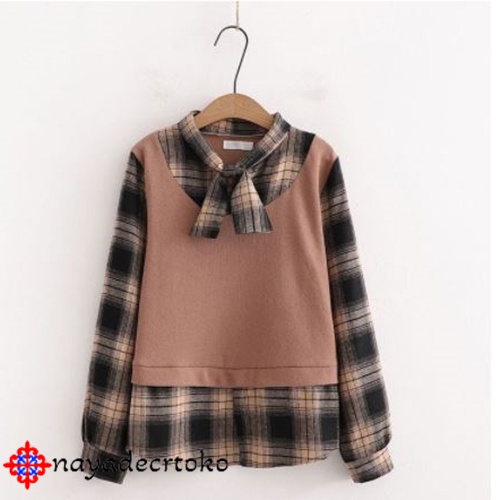 Rompi Wanita | Blouse Katun Kotak Fashion Atasan Remaja Wanita | Setelan Hijab | Kemeja Casual | Kot