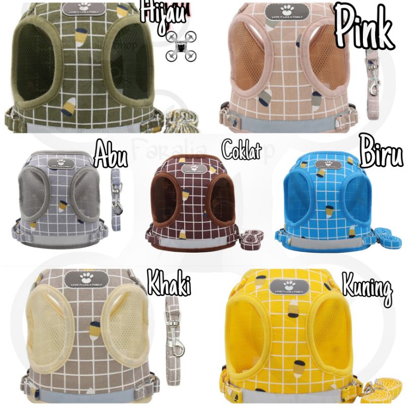 Harness Jaket Kucing Anjing Tali Tuntun Cat Dog  Pastel Glow in the Dark Pastel