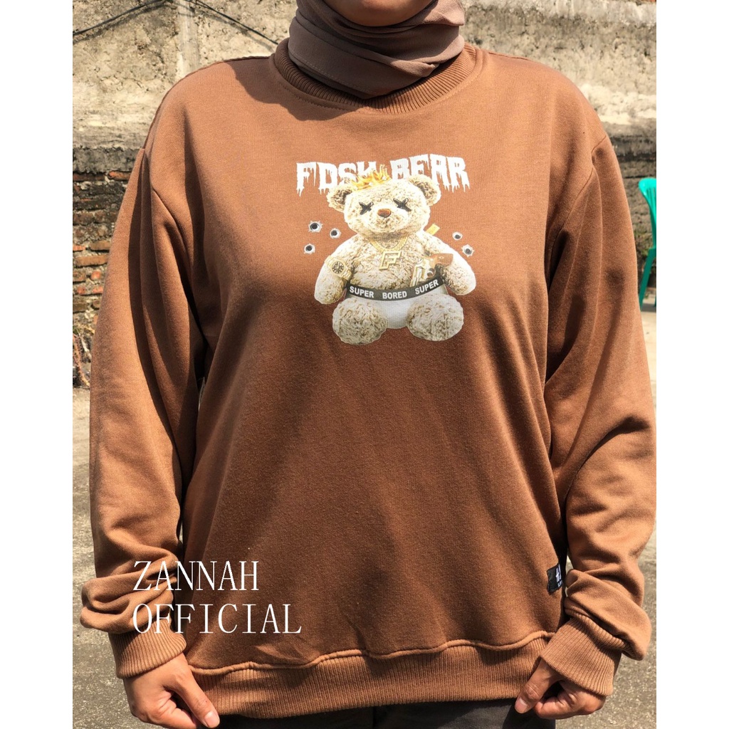 Zanah Sweater FDSK Bearr Bahan Pleece Terbaru Ala Korean Style