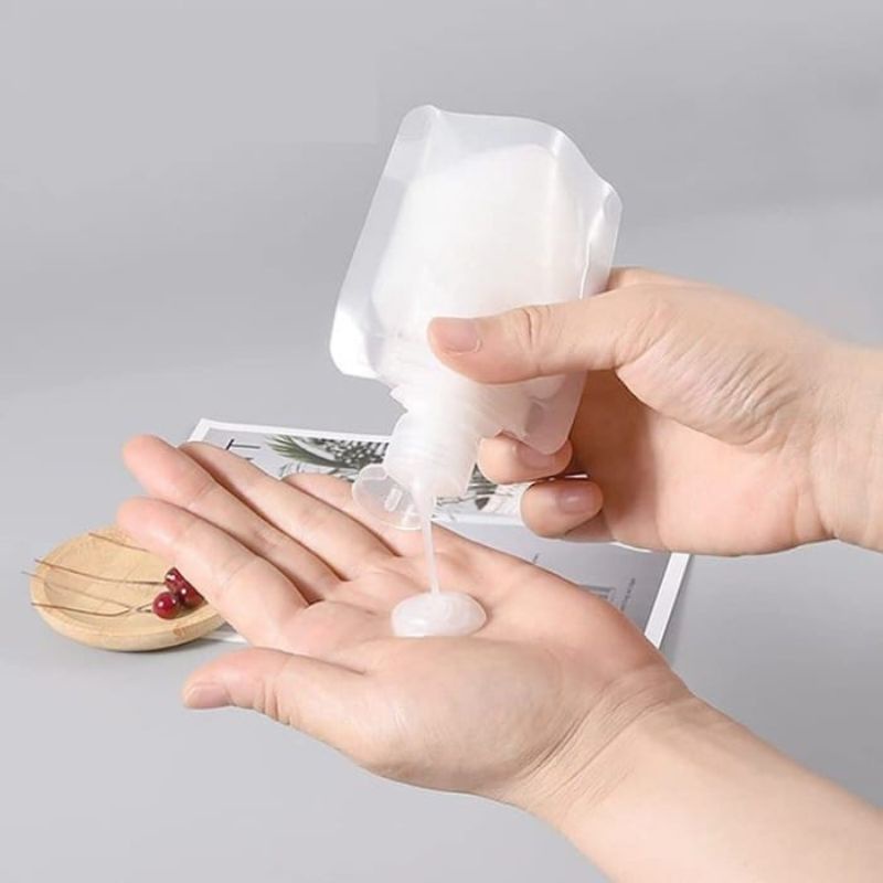 Dispenser travel pouch POLOS 30/50/100ml botol refill sabun travelling toiletries kit mini funnel