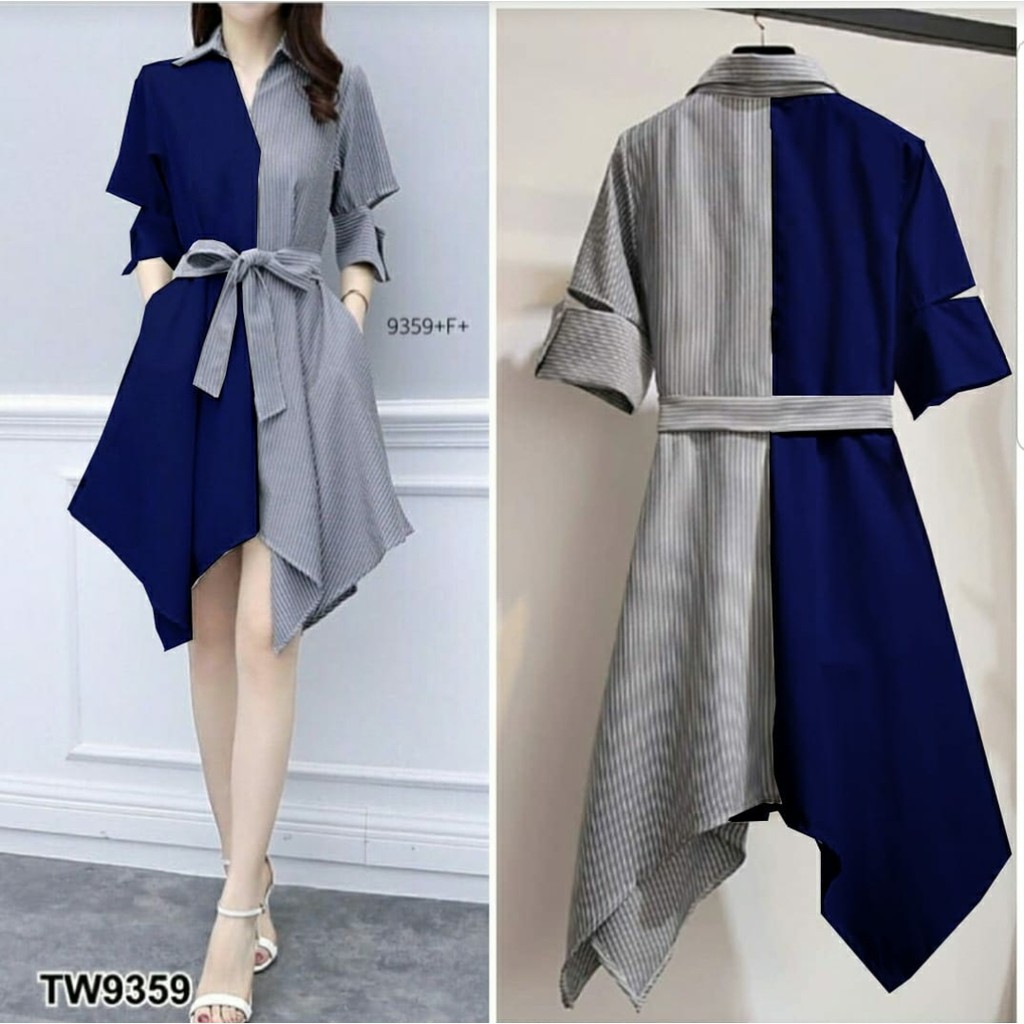 *[HNFK]  Tunik Salur / Tunik Lula / Atasan Tunik / Tunik Kombinasi / Dress Koreaan Style / Baju Atasan Wanita Terbaru