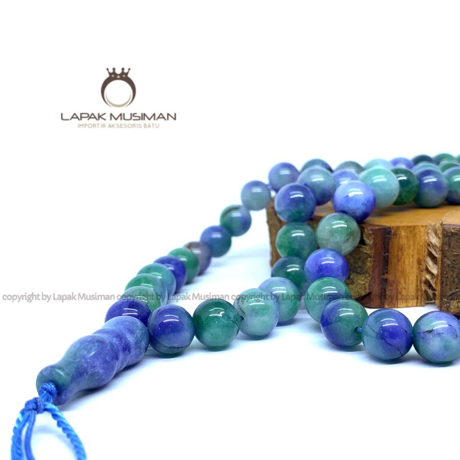 [Bayar di Tempat] Tasbih Batu Blue Saphire Afrika 99 Butir