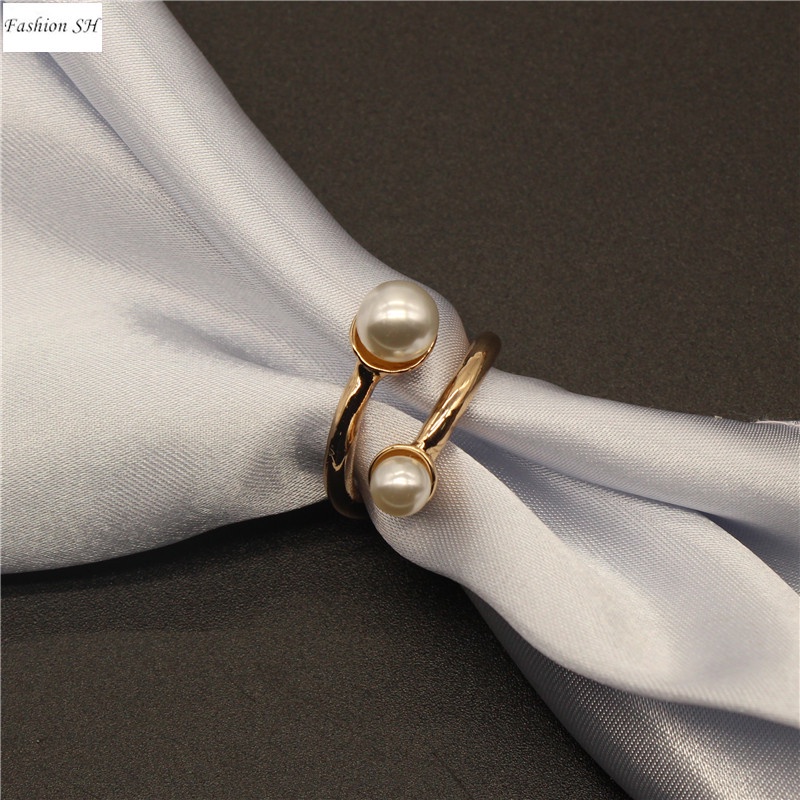 Ladies' Pearl Hollow Scarf Ring Buckle Scarf Brooch Clip M40161