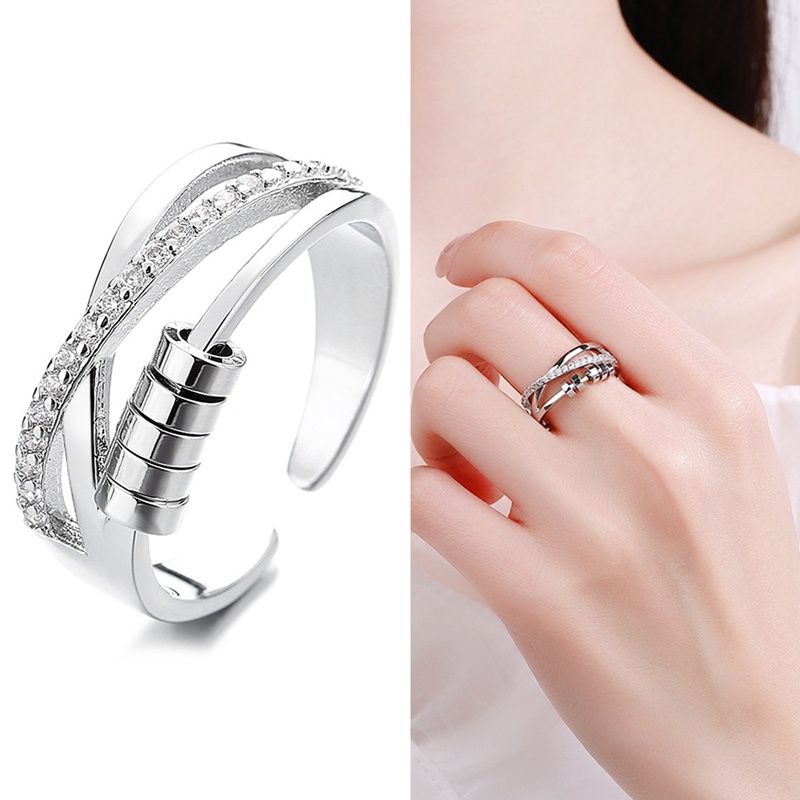 Inf Mainan Fidget Ring Dengan Manik-Manik Untuk Pereda Stress / Gelisah Pria / Wanita