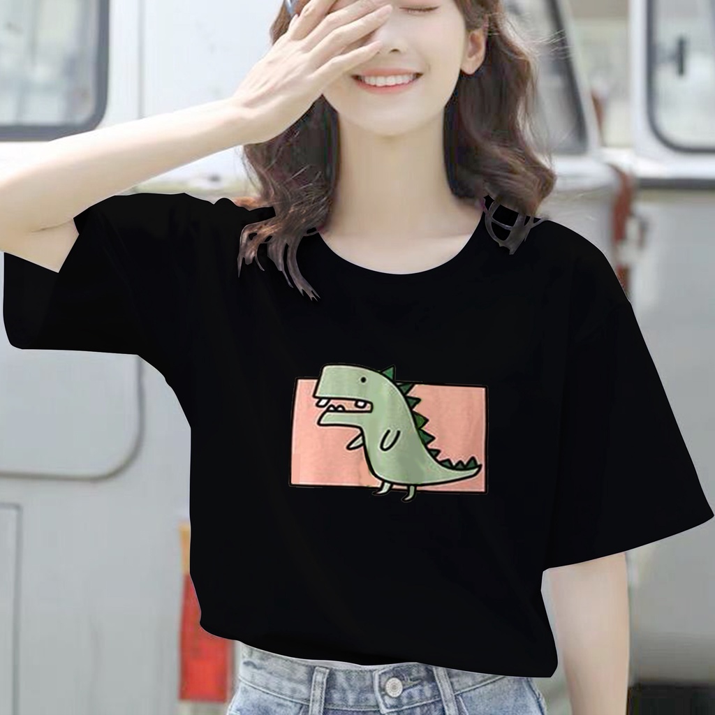 CALVIERO SHOP - BAJU KAOS ATASAN WANITA PRINT DINO CUTE