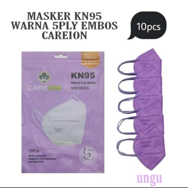 Masker KN95 Careion Warna Ungu Isi 10pc Masker KN 95 5ply Careion Face Mask isi 10pc