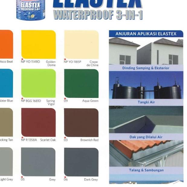 ◌ ASLI 100% ELASTEX 3 IN 1 NIPPON PAINT 1KG / 1 KG WARNA LENGKAP PUTIH ABU ABU BIRU HITAM MERAH HIJA