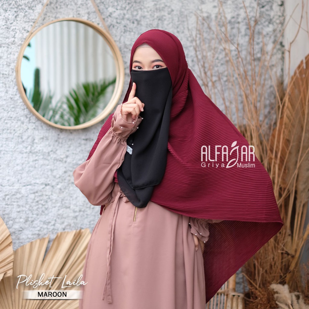 Jilbab Pasmina Instan Plisket Ceruty Babydoll Laila by Alfajar Free Cadar