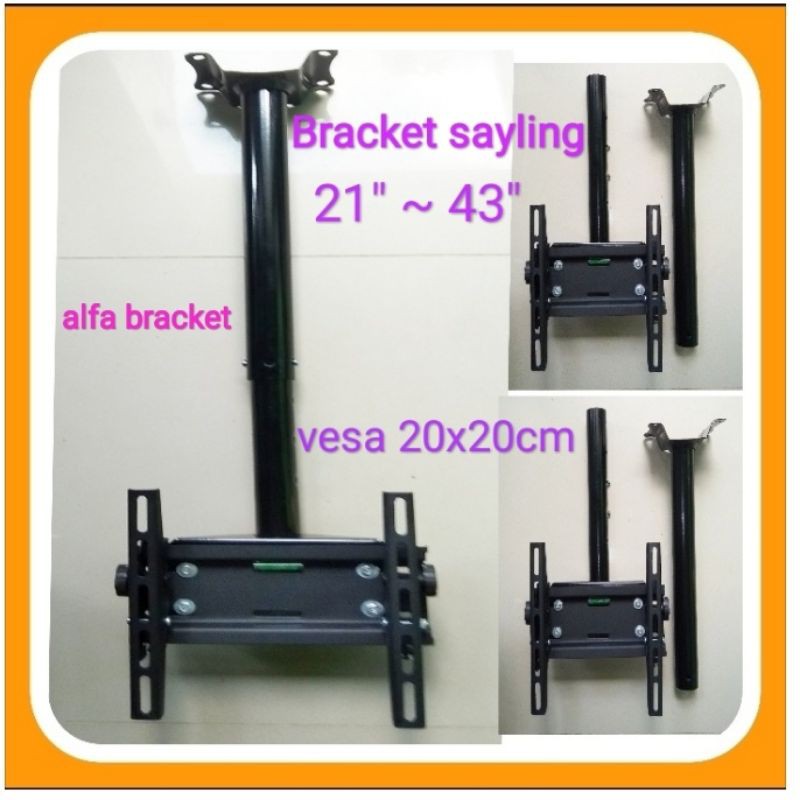 Bracket Briket tv gantung ceilling ukuran TV 43&quot; 42&quot; 40&quot; 38&quot; 36&quot; 32&quot; 29&quot; 24&quot; 21&quot; 19&quot; 17&quot; Bisa di putar