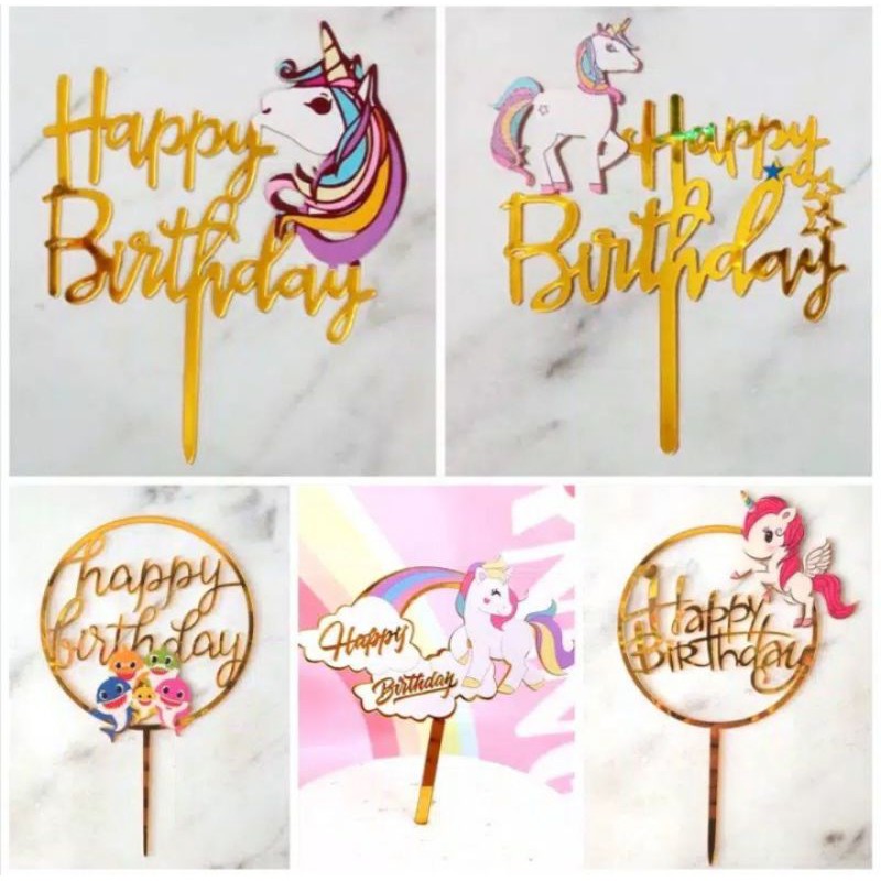 TOPPER UNICORN HAPPY BIRTHDAY -TOPPER ACRYLIC