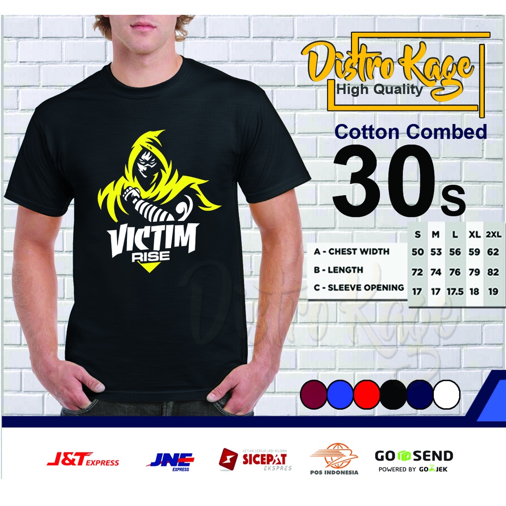 Baju Kaos Pria Victim Rise Esport Team Ukuran Dewasa Unisex Cotton Combed 30s Distro Kage