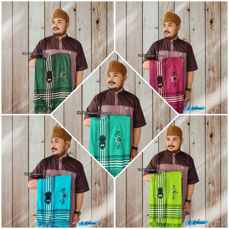set perlengkapan beribadah sorban Rida motiv NU / sorban ar-rida / sorban solo motif batik kasmiri h