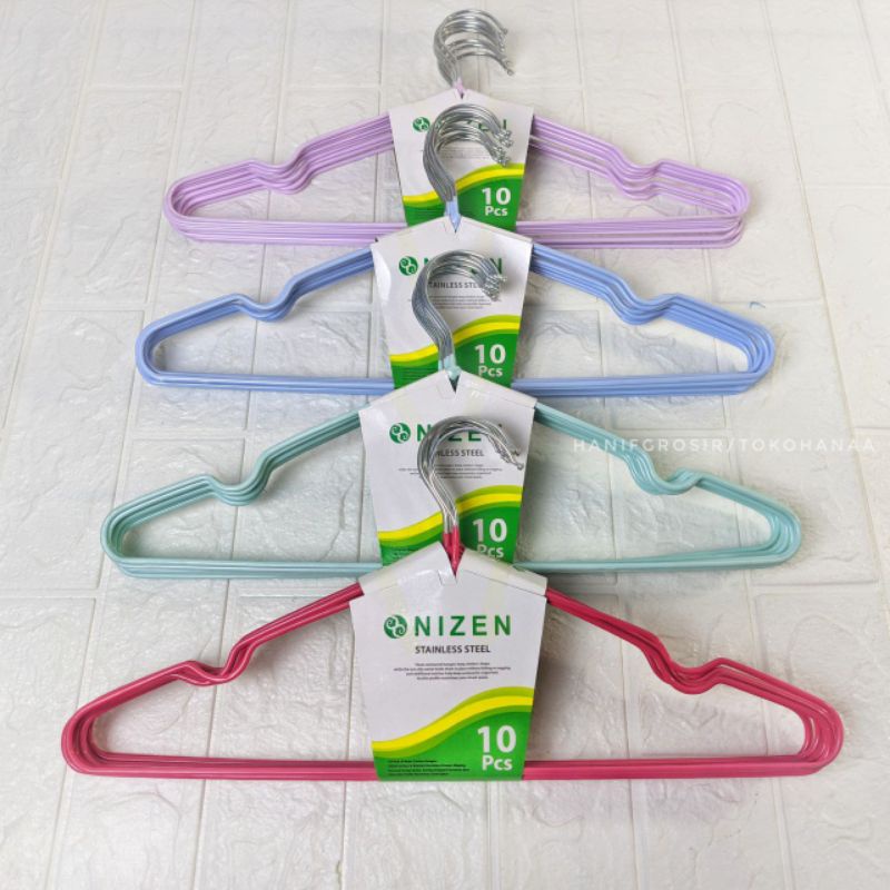 Hanger Stainless Kaos / Gantungan Baju kaos lapis karet 10pcs