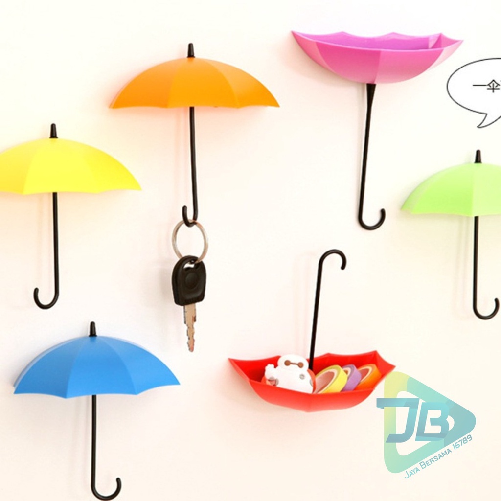 RT102 hanger hook Gantungan kunci tempel dinding tembok bolak balik model payung 1set isi 3 pcs JB5523