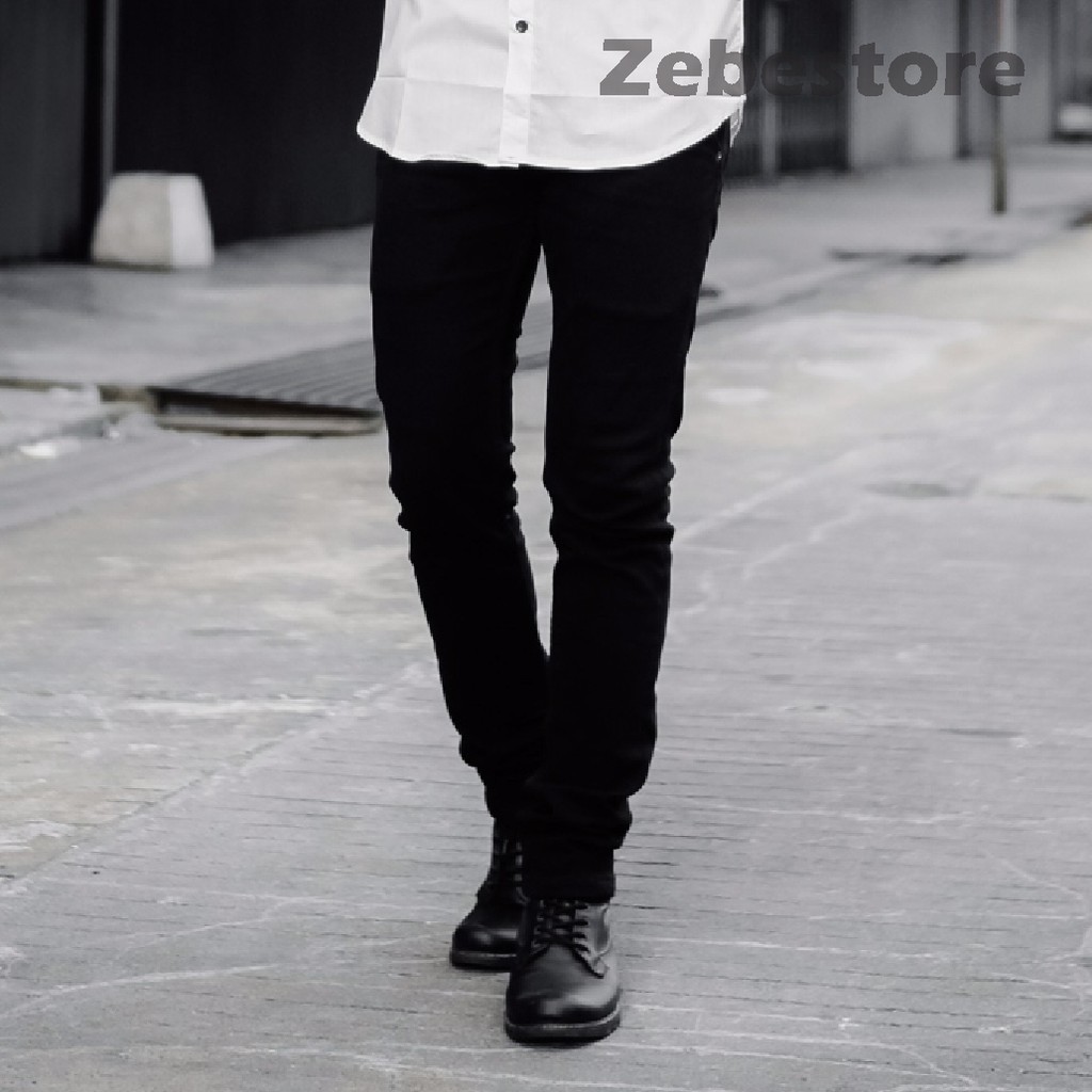 Zebestore Celana  Chino Hitam Black Simple Celana  Polos 