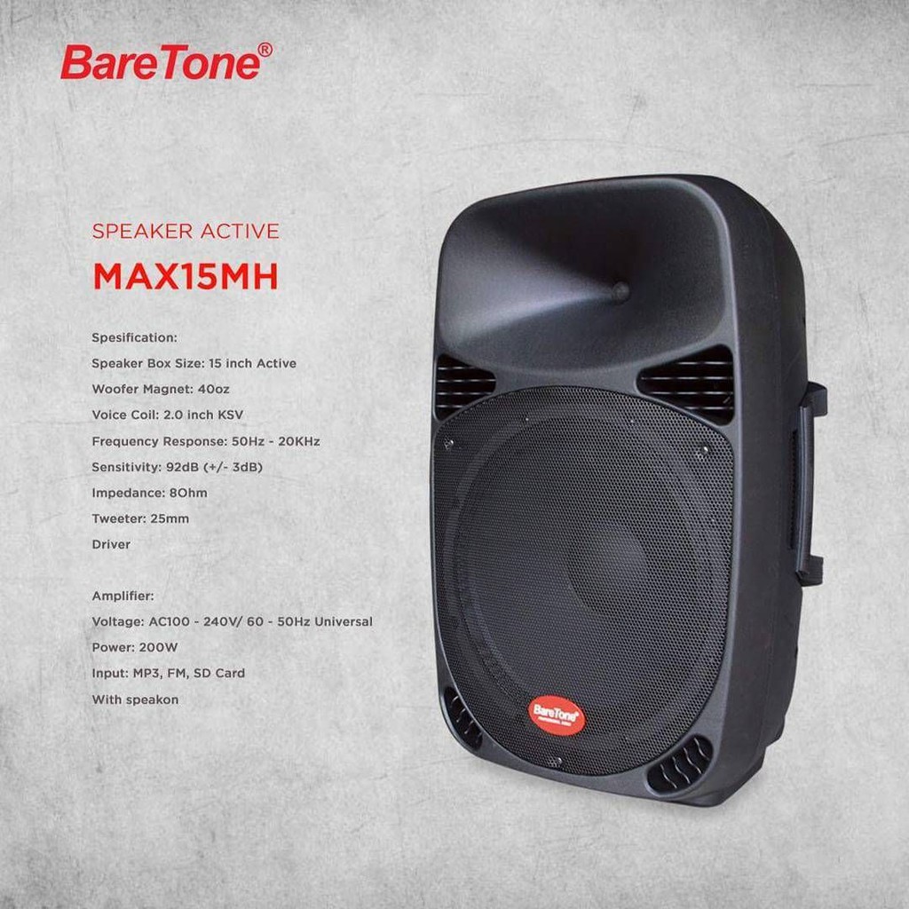 speaker portable baretone 15 inc max-15mh