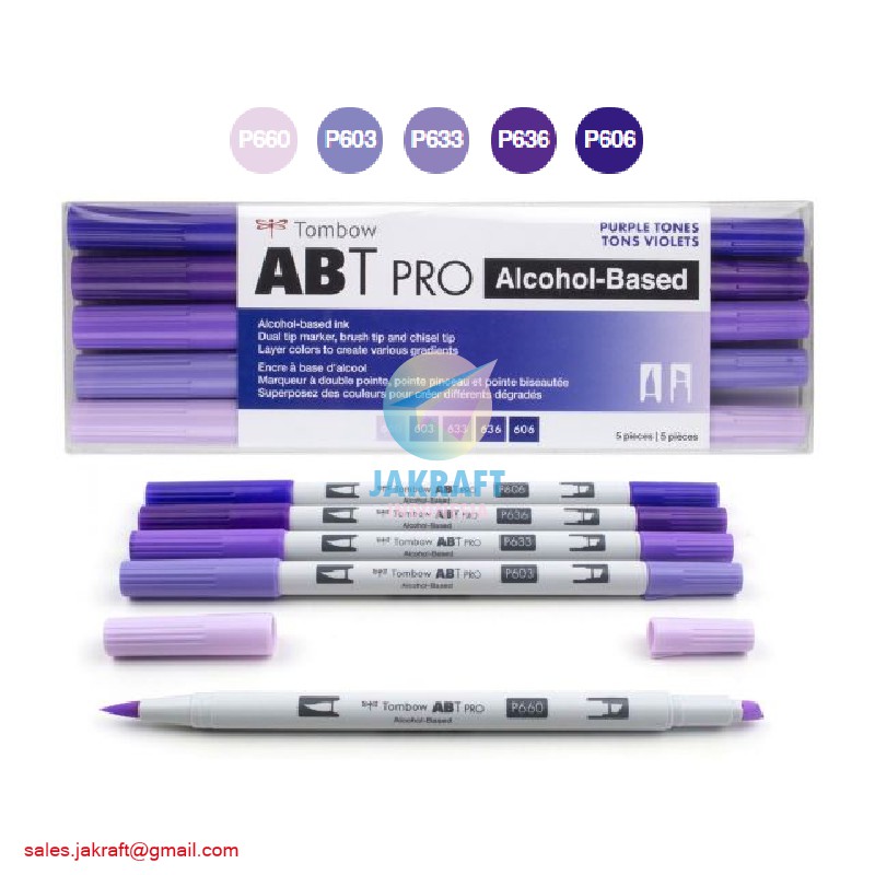 

(5 Pcs) Spidol Kuas Permanent TOMBOW ABT PRO 5 Warna Ungu Purple Blend Set Dual Brush Pen Maker